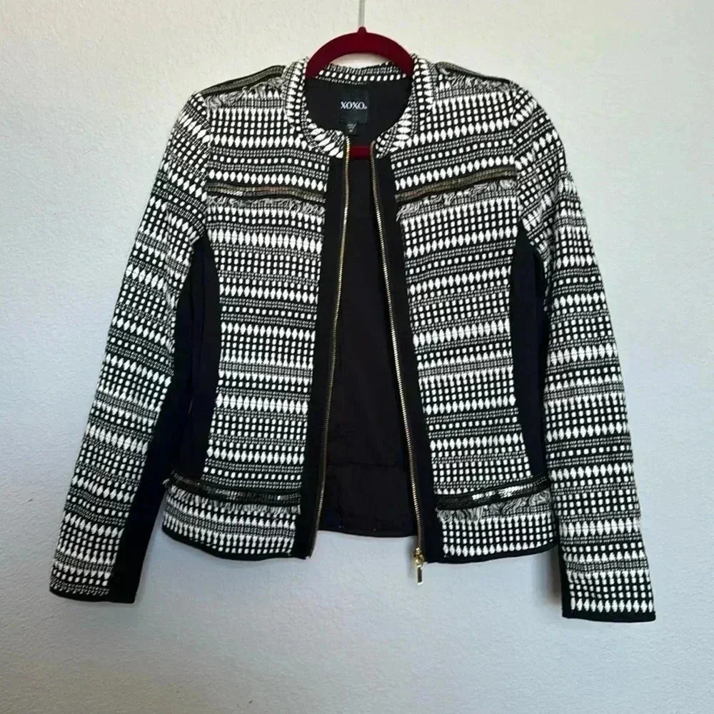 XOXO zipper blazer jacket black with details